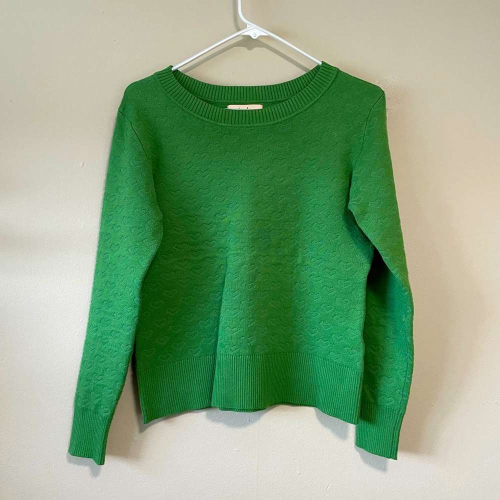 Green heart print sweater